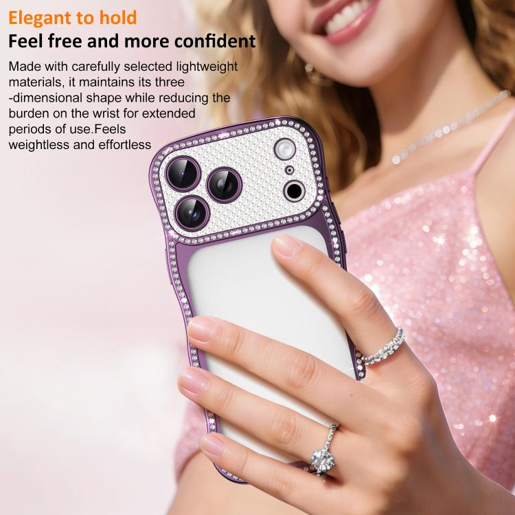 For iPhone 17 Wave Twisting Star Diamond Shockproof Electroplate TPU Phone Case