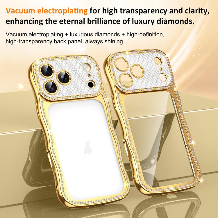 For iPhone 16 Pro Wave Twisting Star Diamond Shockproof Electroplate TPU Phone Case