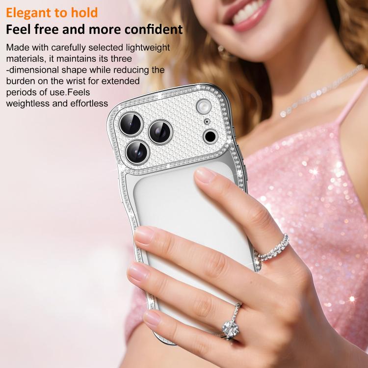For iPhone 16 Pro Wave Twisting Star Diamond Shockproof Electroplate TPU Phone Case
