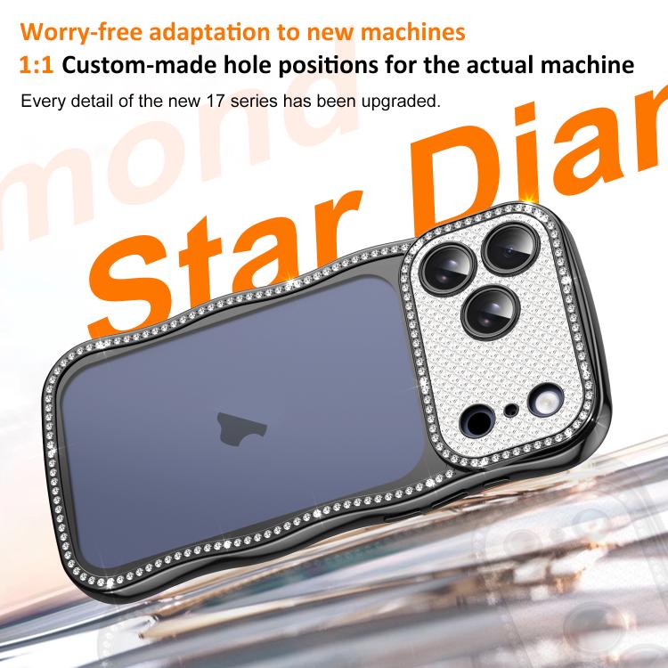 For iPhone 16 Pro Wave Twisting Star Diamond Shockproof Electroplate TPU Phone Case
