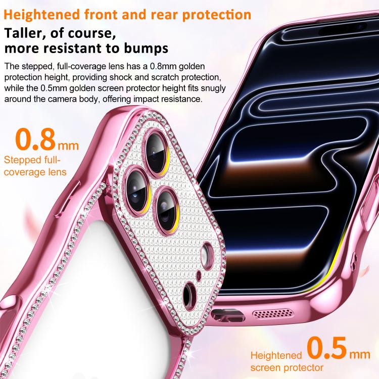 For iPhone 16 Wave Twisting Star Diamond Shockproof Electroplate TPU Phone Case