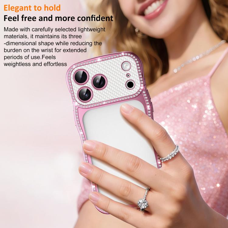 For iPhone 16 Wave Twisting Star Diamond Shockproof Electroplate TPU Phone Case