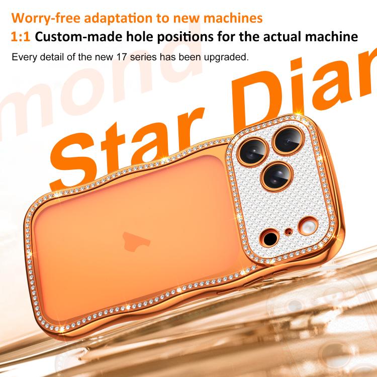 For iPhone 16 Wave Twisting Star Diamond Shockproof Electroplate TPU Phone Case