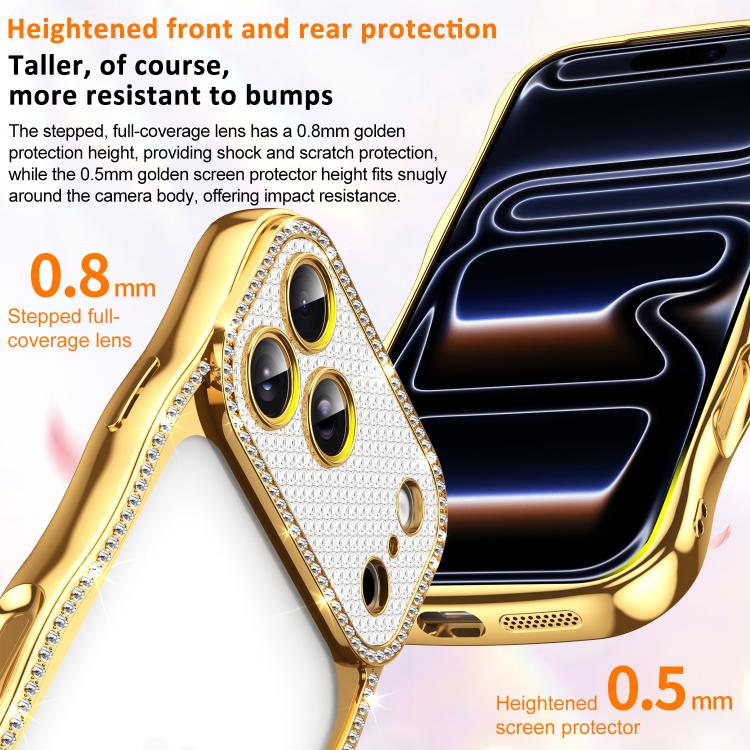 For iPhone 16 Wave Twisting Star Diamond Shockproof Electroplate TPU Phone Case