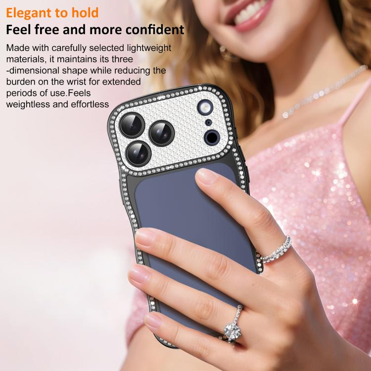 For iPhone 16 Wave Twisting Star Diamond Shockproof Electroplate TPU Phone Case
