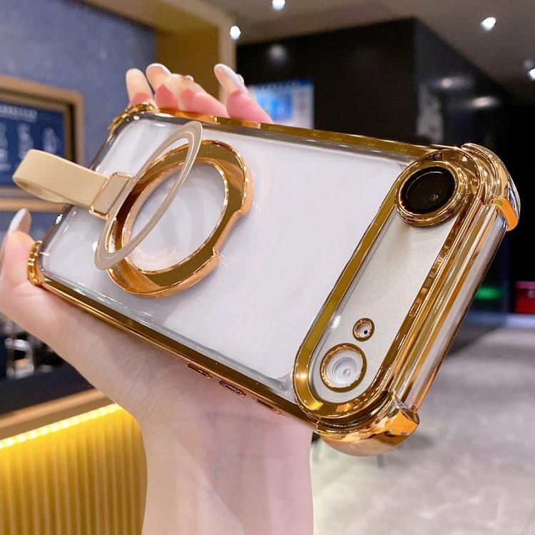 For iPhone Air Crystal Shield Ring Holde TPU + Acrylic Magnetic Phone Case