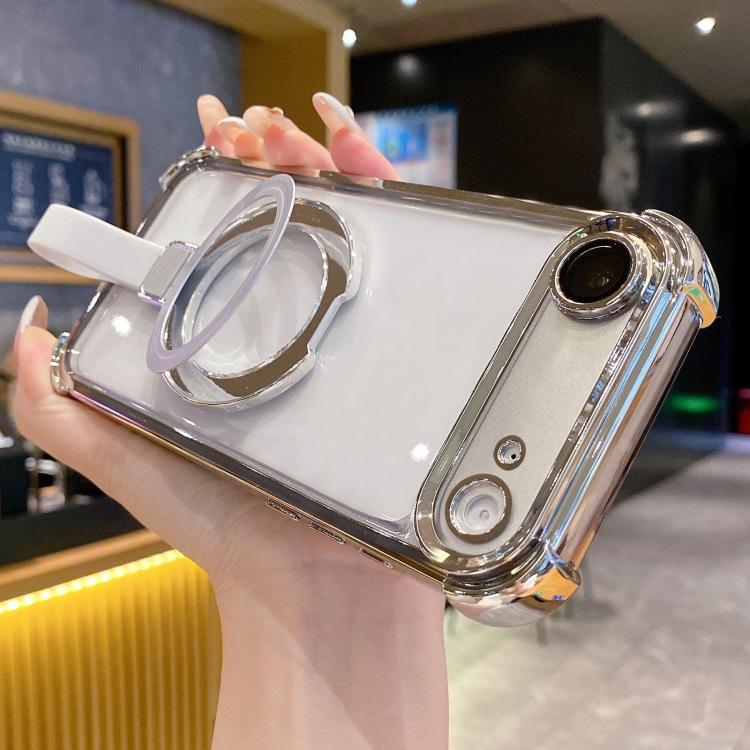 For iPhone Air Crystal Shield Ring Holde TPU + Acrylic Magnetic Phone Case
