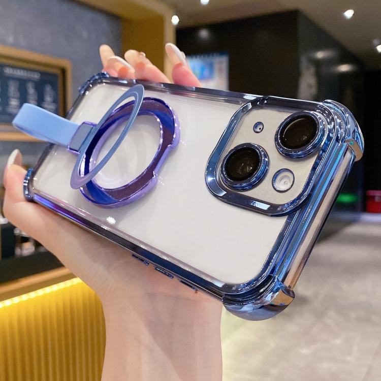 For iPhone 13 Crystal Shield Ring Holde TPU + Acrylic Magnetic Phone Case
