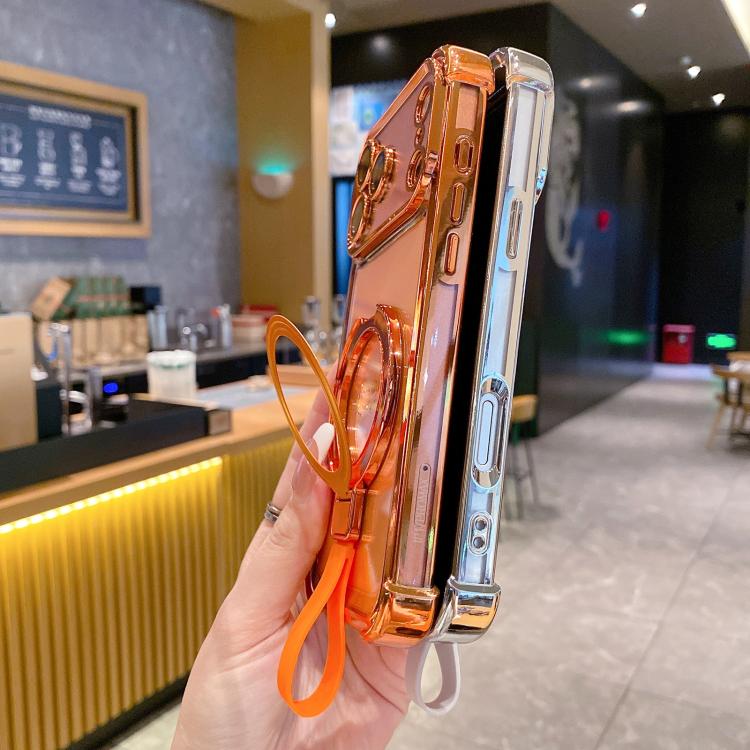 For iPhone 14 Pro Max Crystal Shield Ring Holde TPU + Acrylic Magnetic Phone Case