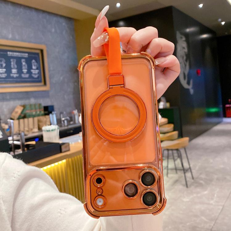 For iPhone 14 Plus Crystal Shield Ring Holde TPU + Acrylic Magnetic Phone Case