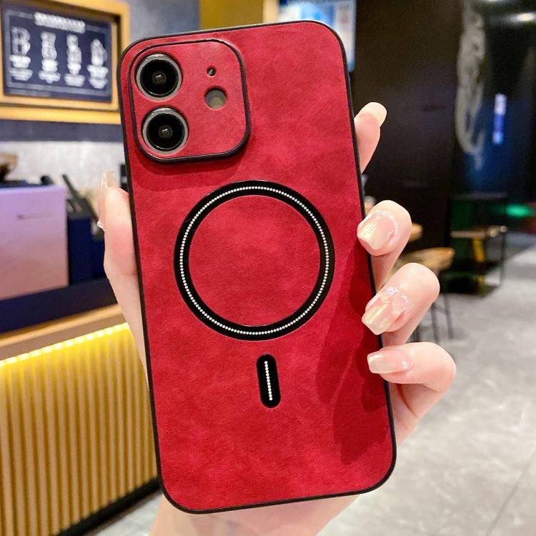 For iPhone 11 Lambskin Faux Leather Magnetic Phone Case