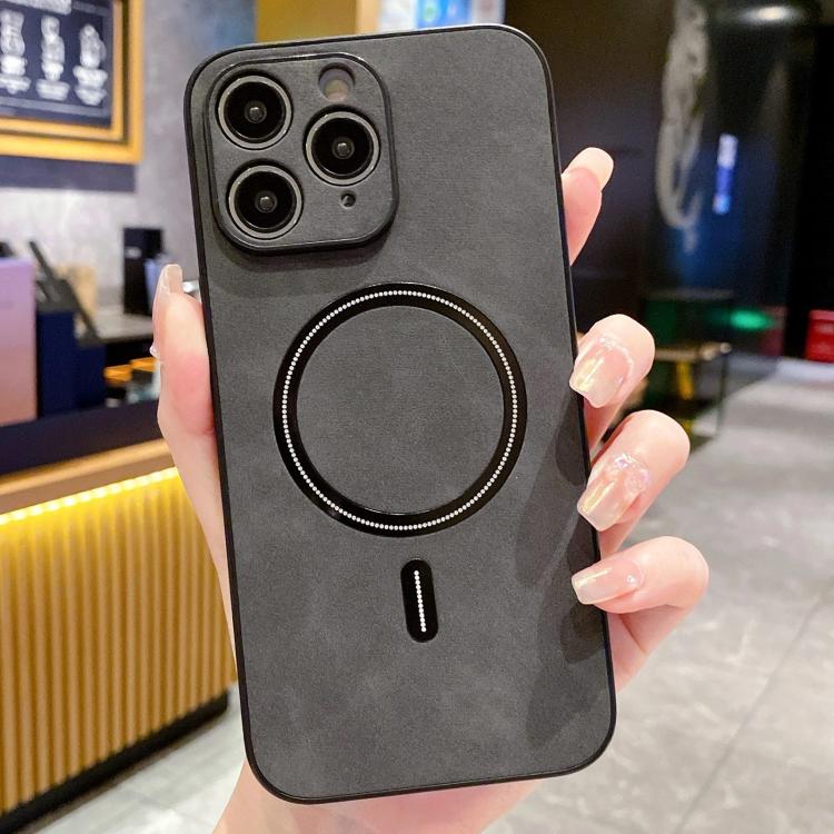 For iPhone 11 Pro Lambskin Faux Leather Magnetic Phone Case