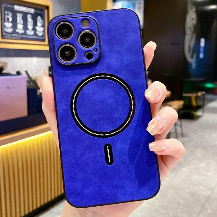 For iPhone 12 Pro Lambskin Faux Leather Magnetic Phone Case