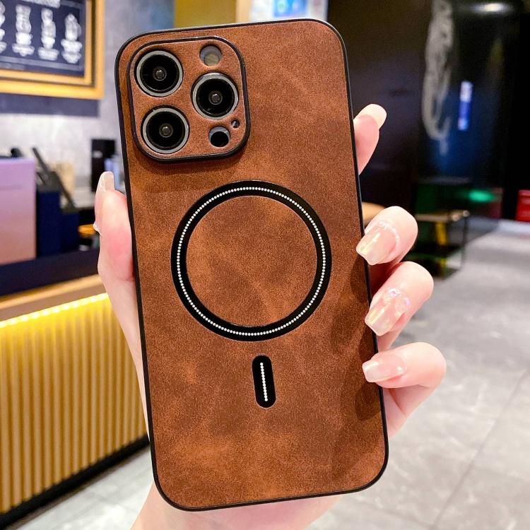 For iPhone 13 Pro Lambskin Faux Leather Magnetic Phone Case
