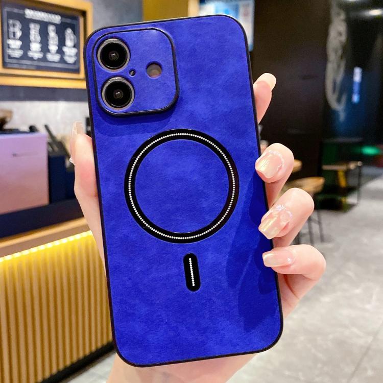 For iPhone 16 Lambskin Faux Leather Magnetic Phone Case