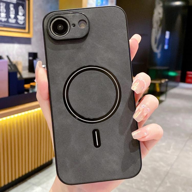 For iPhone 17e / 16e Lambskin Faux Leather Magnetic Phone Case