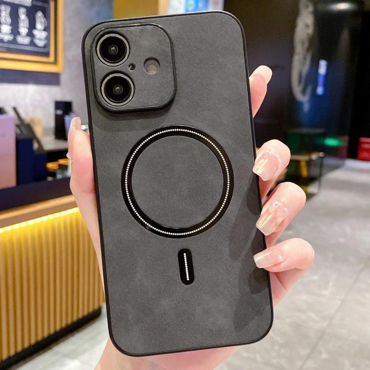 For iPhone 17 Lambskin Faux Leather Magnetic Phone Case