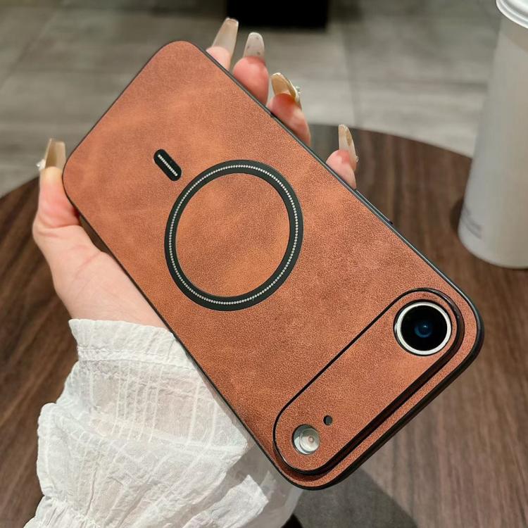 For iPhone Air Lambskin Faux Leather Magnetic Phone Case