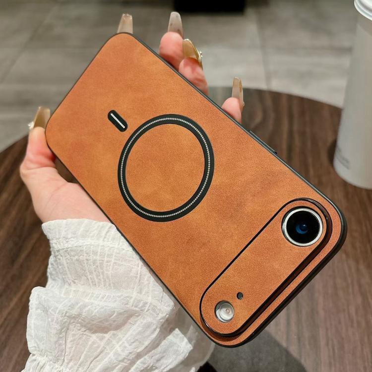 For iPhone Air Lambskin Faux Leather Magnetic Phone Case