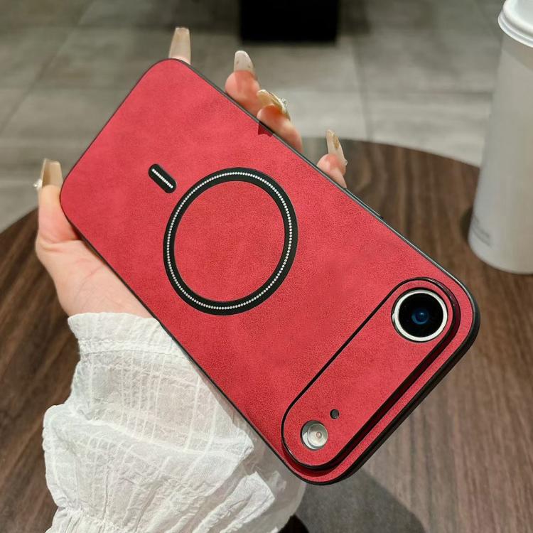 For iPhone Air Lambskin Faux Leather Magnetic Phone Case