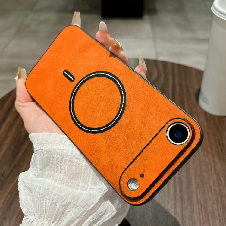 For iPhone Air Lambskin Faux Leather Magnetic Phone Case