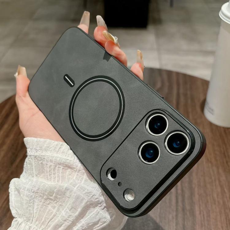 For iPhone 17 Pro Lambskin Faux Leather Magnetic Phone Case