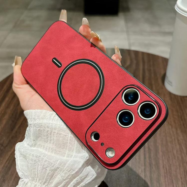 For iPhone 17 Pro Lambskin Faux Leather Magnetic Phone Case