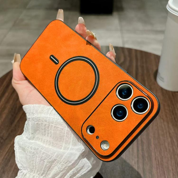 For iPhone 17 Pro Lambskin Faux Leather Magnetic Phone Case