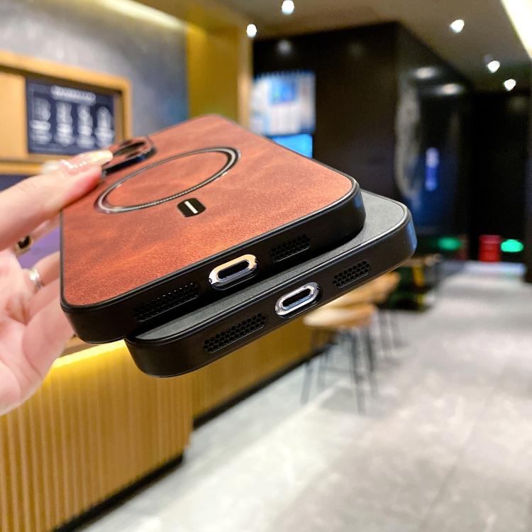 For iPhone 12 Lambskin Faux Leather Magnetic Phone Case
