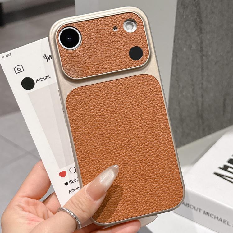 For iPhone Air Transforms Into 17 Series Large Window Frosted Lychee Texture Phone Case