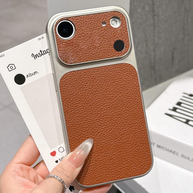 For iPhone Air Transforms Into 17 Series Large Window Frosted Lychee Texture Phone Case