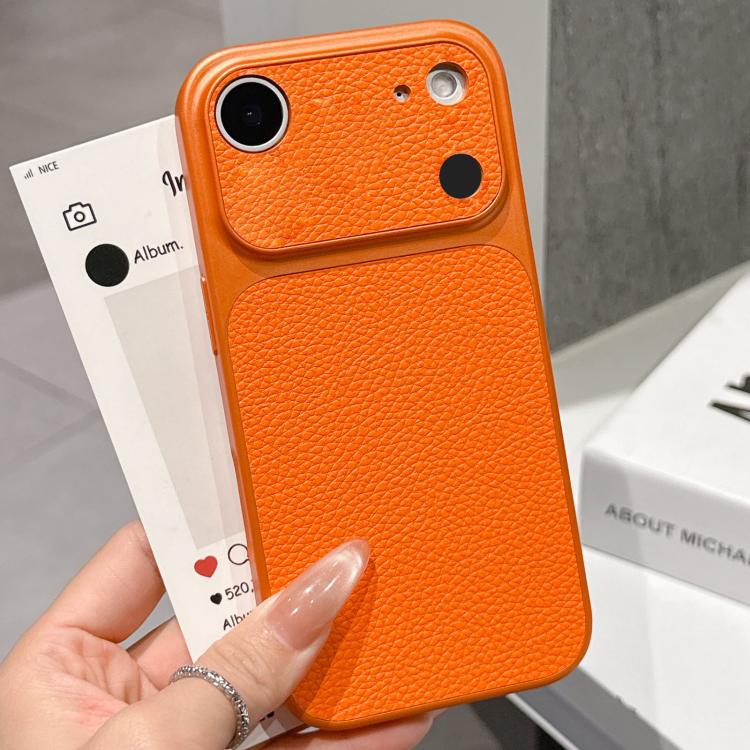 For iPhone Air Transforms Into 17 Series Large Window Frosted Lychee Texture Phone Case