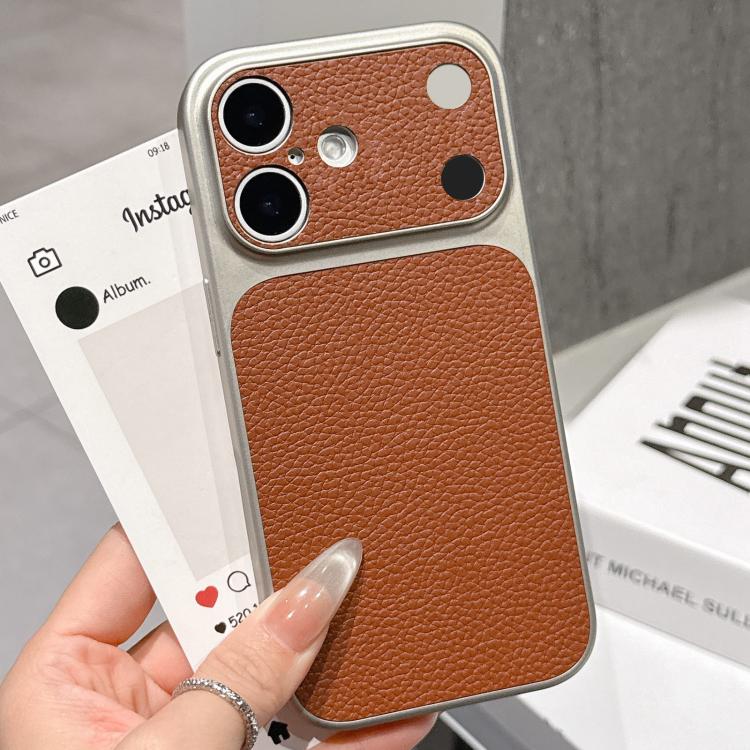 For iPhone 16 Transforms Into 17 Series Large Window Frosted Lychee Texture Phone Case