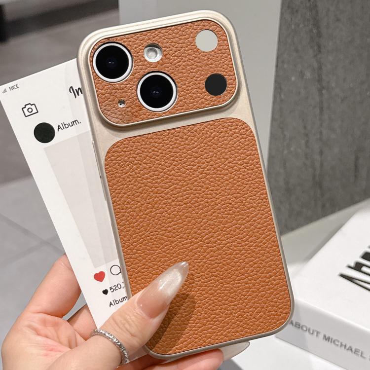 For iPhone 15 Plus Transforms Into 17 Series Large Window Frosted Lychee Texture Phone Case