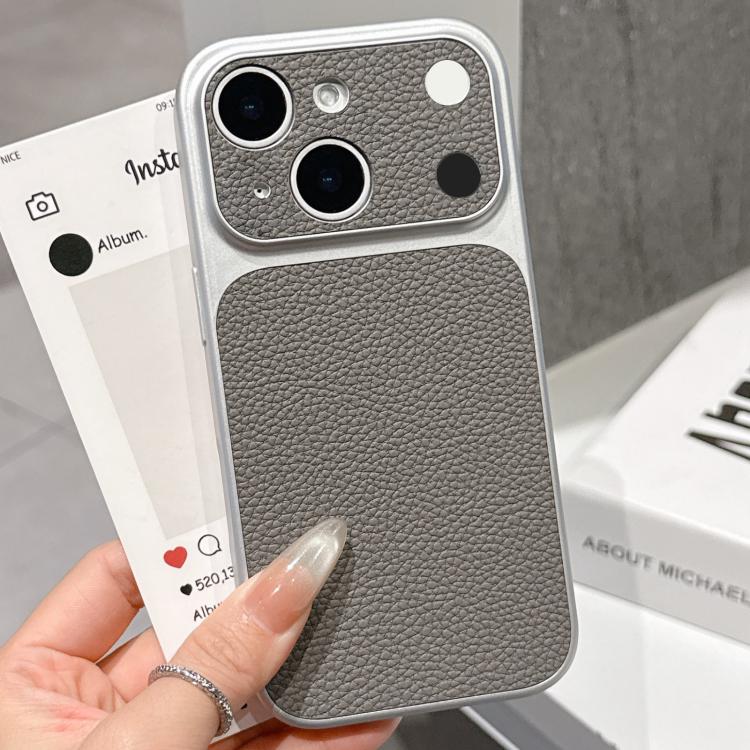 For iPhone 15 Plus Transforms Into 17 Series Large Window Frosted Lychee Texture Phone Case