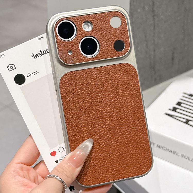 For iPhone 15 Transforms Into 17 Series Large Window Frosted Lychee Texture Phone Case