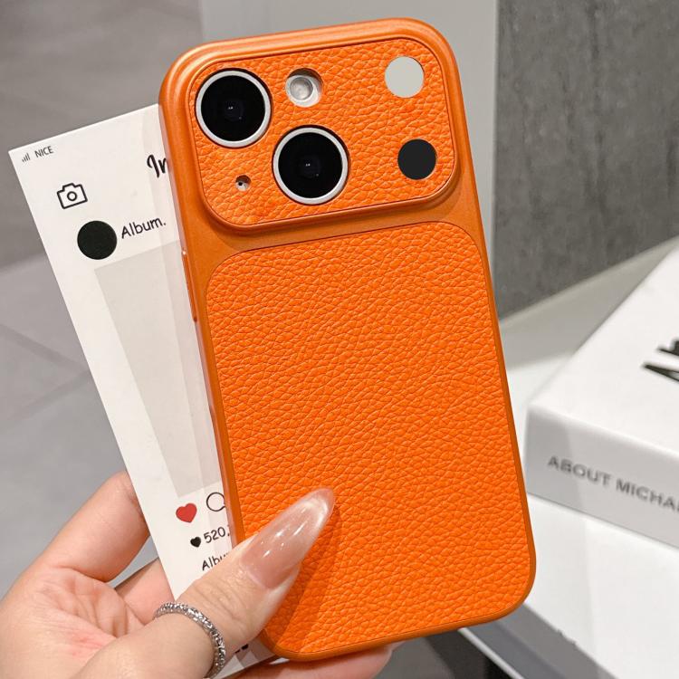 For iPhone 15 Transforms Into 17 Series Large Window Frosted Lychee Texture Phone Case