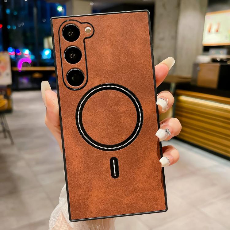 For Samsung Galaxy S23 FE 5G Lambskin Faux Leather Magnetic Phone Case