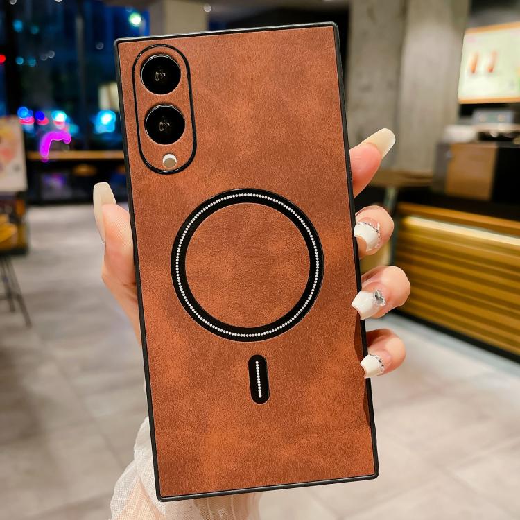 For Samsung Galaxy S25 Edge 5G Lambskin Faux Leather Magnetic Phone Case