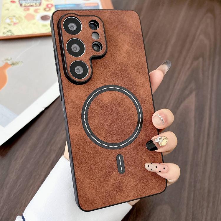 For Samsung Galaxy S26 Ultra 5G Lambskin Faux Leather Magnetic Phone Case
