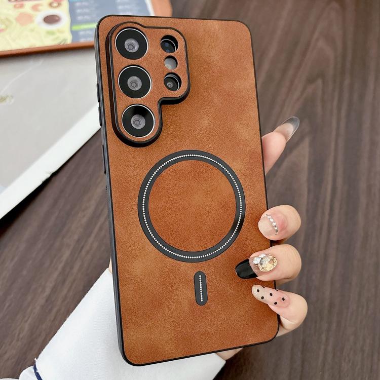 For Samsung Galaxy S26 Ultra 5G Lambskin Faux Leather Magnetic Phone Case