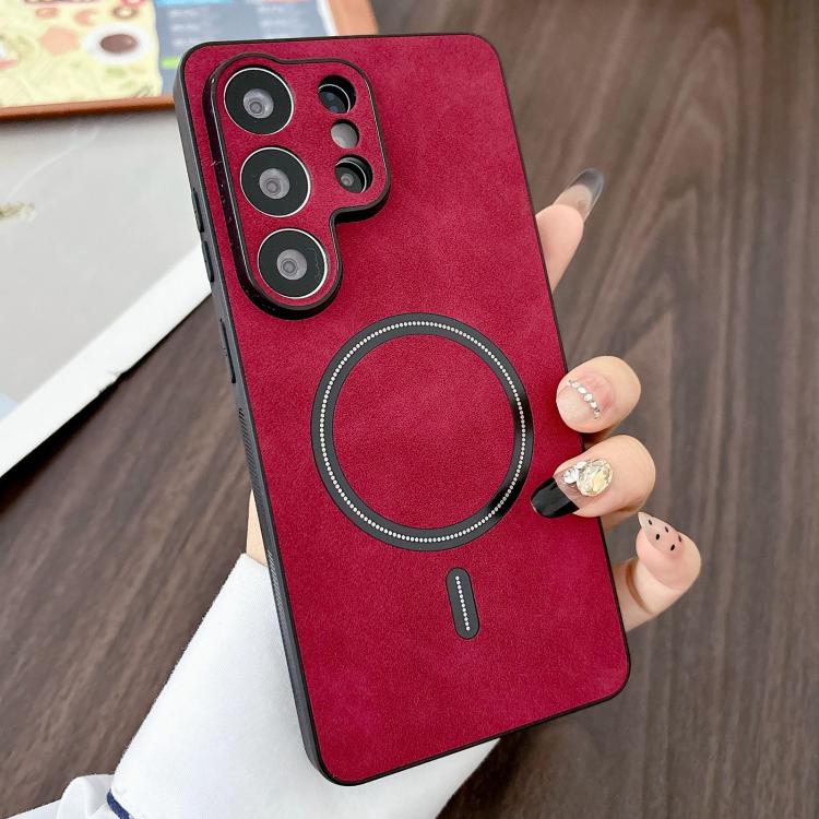 For Samsung Galaxy S26 Ultra 5G Lambskin Faux Leather Magnetic Phone Case