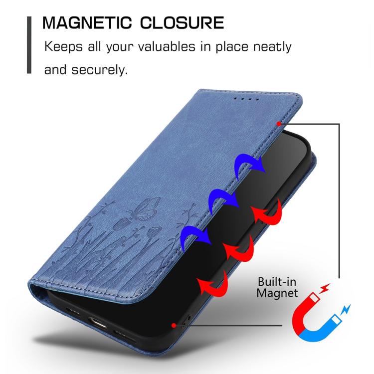 For Tecno Spark 10C Tulips Butterfly Pattern Magnetic Vegan Leather Phone Case