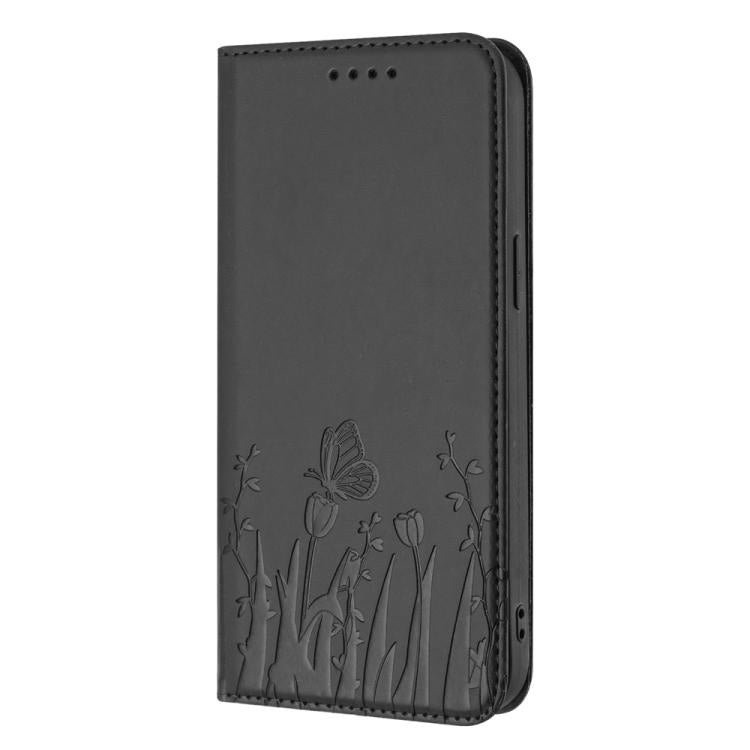 For Tecno Camon 40 Pro 5G Tulips Butterfly Pattern Magnetic Vegan Leather Phone Case