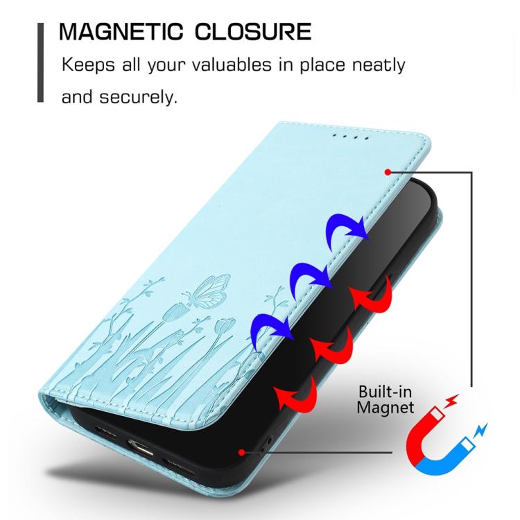 For Tecno Camon 40 Tulips Butterfly Pattern Magnetic Vegan Leather Phone Case