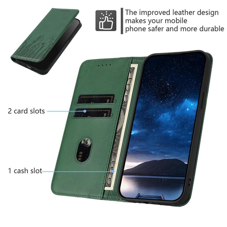 For Tecno Camon 40 Tulips Butterfly Pattern Magnetic Vegan Leather Phone Case