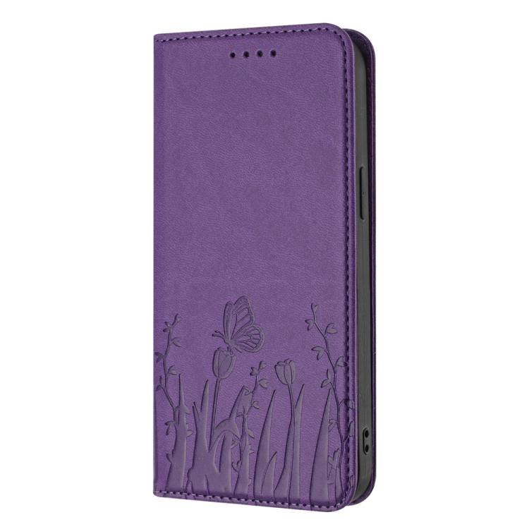 For Tecno Camon 20 Premier Tulips Butterfly Pattern Magnetic Vegan Leather Phone Case