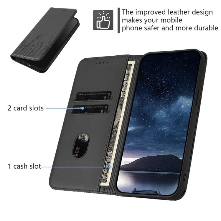 For Tecno Pova Curve Tulips Butterfly Pattern Magnetic Vegan Leather Phone Case