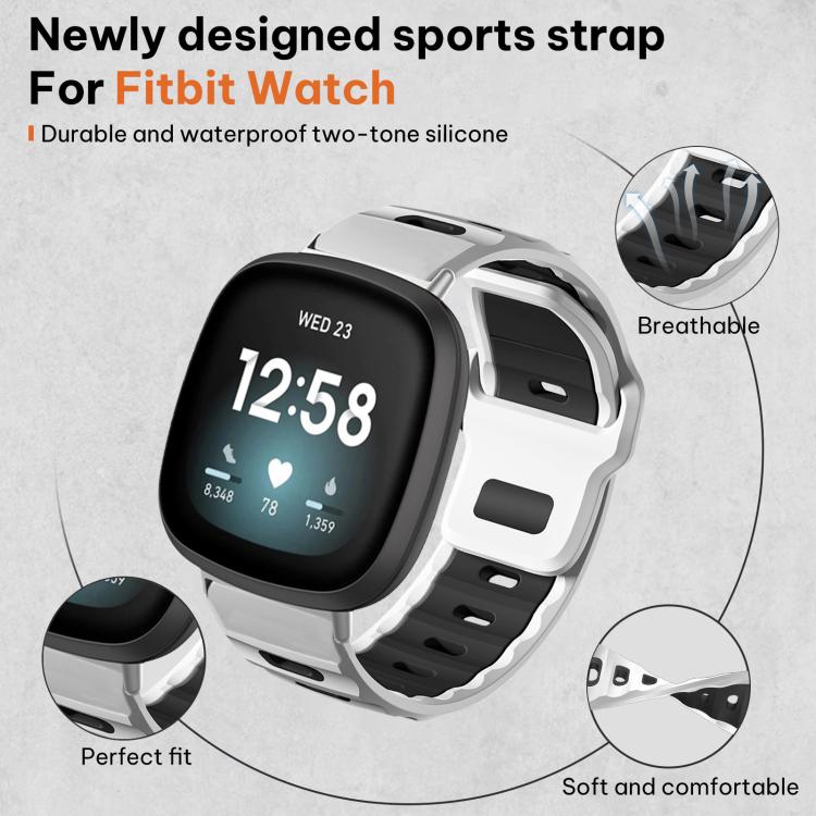 For Fitbit Versa 4 / 3 / Sense2 / 1 xDfind Flat-head Dual-color Silicone Watch Band