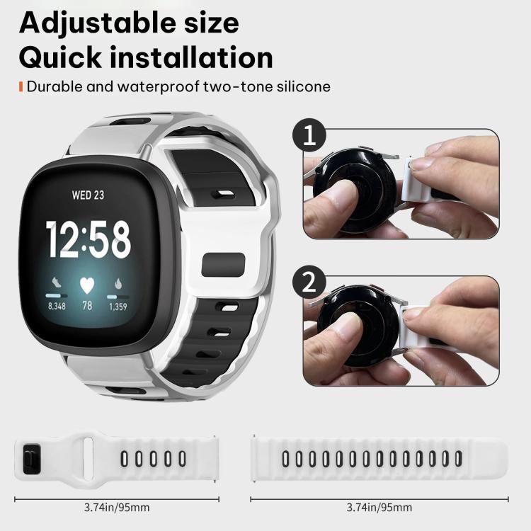 For Fitbit Versa 4 / 3 / Sense2 / 1 xDfind Flat-head Dual-color Silicone Watch Band